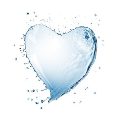 Wall Mural - heart of water splash isolated on white