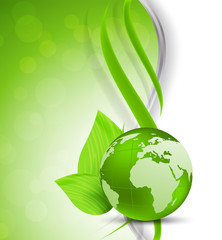 Poster - Green background with globe