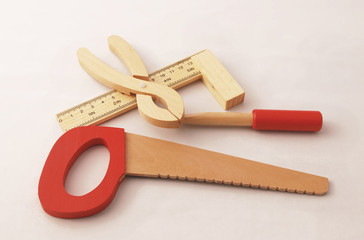 Composition of wood toy tools