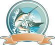 Blue marlin vector badge