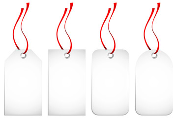 4 Little White Hangtags Red Bow