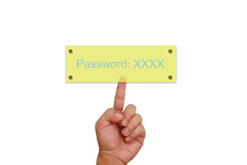 Hand pointing on password button