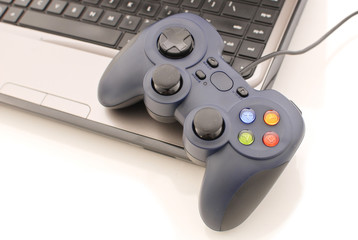 Video Game Controller on laptop Computer