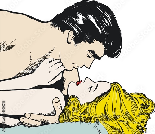Nowoczesny obraz na płótnie Ilustracja kochającej się pary
