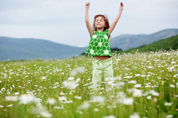 Wall Mural - Child at camomile field