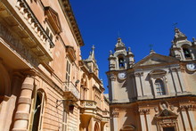 Facade Of The St. Paul's Cathedral, Mdina, Malta
