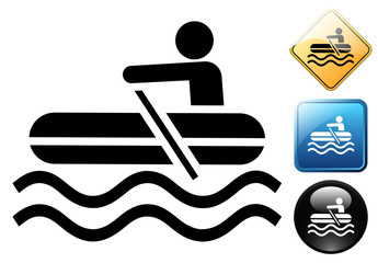 Poster - Inflatable raft pictogram and icons