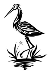 Sticker - Heron on the pond and cane