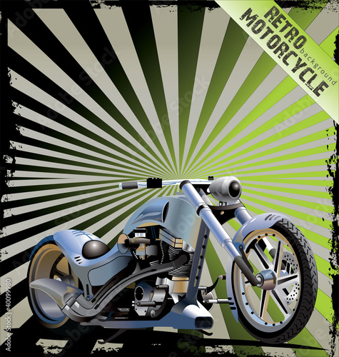Naklejka na meble Realistic Vector custom Motorcycle - retro background