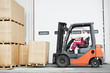 © Kadmy - worker driver at warehouse forklift loader works
