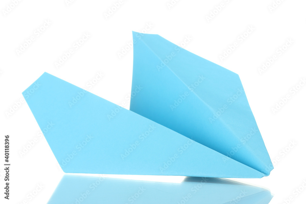 Origami paper airplane isolated on white