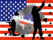 Soldatensilhouetten  vor amerikanischer Flagge