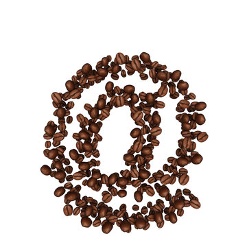 Alphabet from coffee beans. isolated on white.