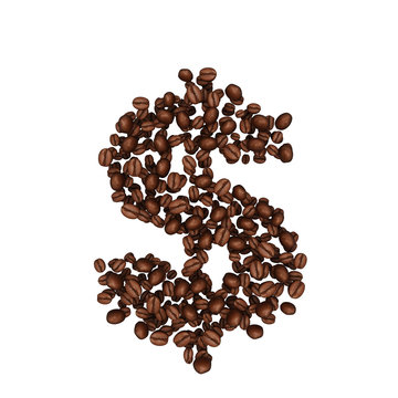 Alphabet from coffee beans. isolated on white.