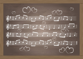 Chalkboard With Music Notes. Vector Illustration