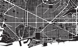 Fototapeta  - Barcelona black white city plan - street texture