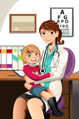 Wall Mural - Pediatrician with child