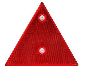 red triangle reflector safety glass isolated on white