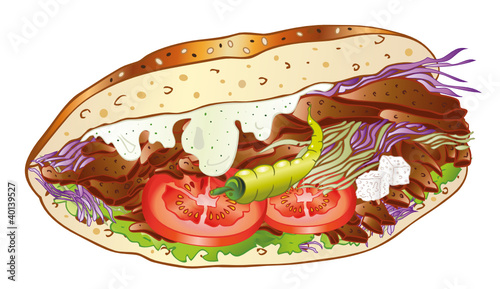 Döner Kebab, Doener, türkische Fleischtasche Stock-Vektorgrafik | Adobe ...