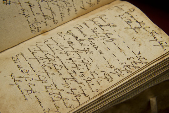 Old handwriting page in the book