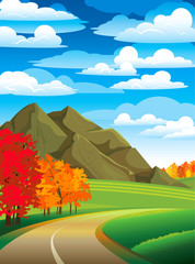 Poster - Autumn landscape with road