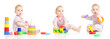 © Andrey Kuzmin - Cute little boy playing colorful toys isolated on white