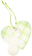 Canvas Print - Hangtag Pacifier & Heart Check Green Bow