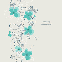 Poster - Retro spring floral background (seamless pattern)