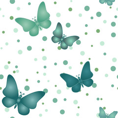 Canvas Print - Seamless blue grey butterfly pattern