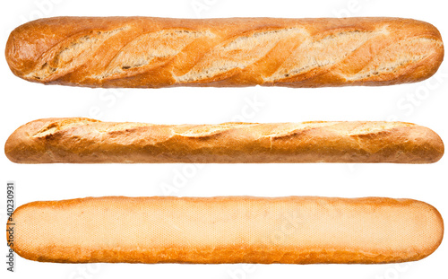 Long Loaf French Bread Isolated On The White Background