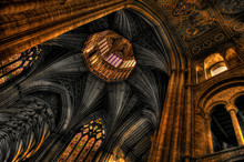 Octagon Tower And Vaulted Ceiling Of The Ely Cathedral, Cambridg