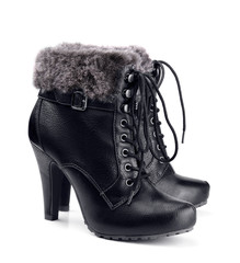 Black leather female boots