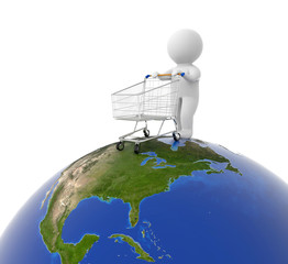 3d human shopping on earth