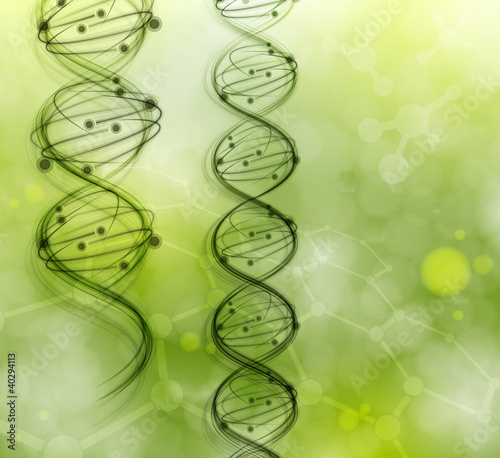 Naklejka - mata magnetyczna na lodówkę Cząsteczki DNA na zielonym tle