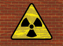 Radioactivity Trefoil Sign On Grunge Brick Wall Illustration