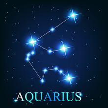 Vector Of The Aquarius Zodiac Sign Of The Beautiful Bright Stars