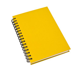 stack of ring binder book or yellow notebook