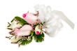 Wedding boutonniere with pink roses isolated on white