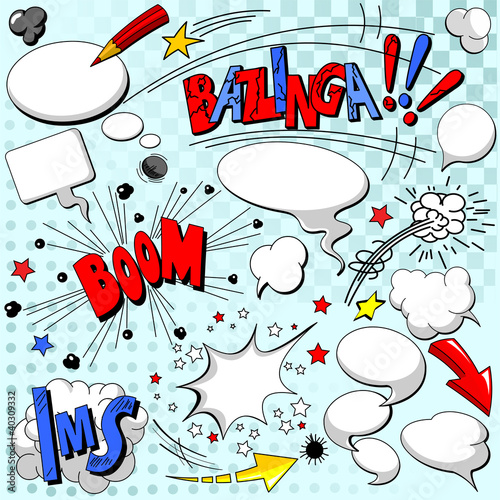 Fotomural Comic book explosion elements