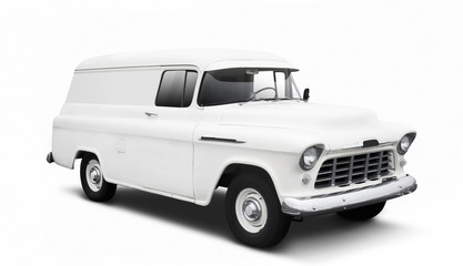 Wall Mural - Vintage White Delivery Van on White with drop shadow