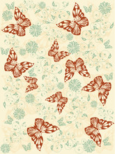 Brown Butterflies Seamless Pattern
