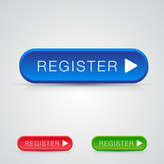 Poster - Set of three Big register button with shadow and reflections