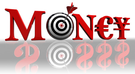 Wall Mural - money red word and concept target