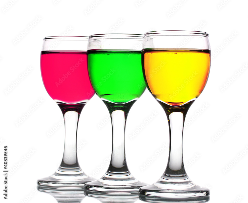 alcoholic cocktails isolated on white