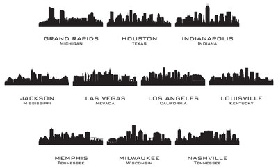 Wall Mural - Silhouettes of the USA cities_2