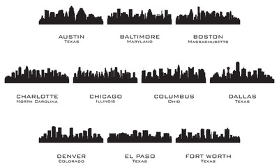 Wall Mural - Silhouettes of the USA cities_1