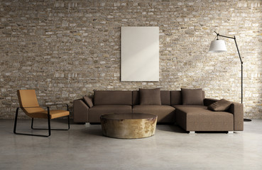 Wall Mural - Concrete brick wall village interior, vintage design style