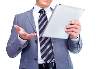 Wall Mural - Hands of businessman with tablet computer.