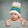 Adorable portrait of two months old baby