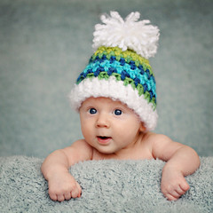 Adorable portrait of two months old baby